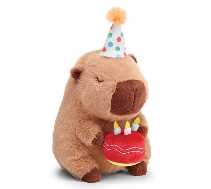 Plush Birthday Capybara with Cake and Hat